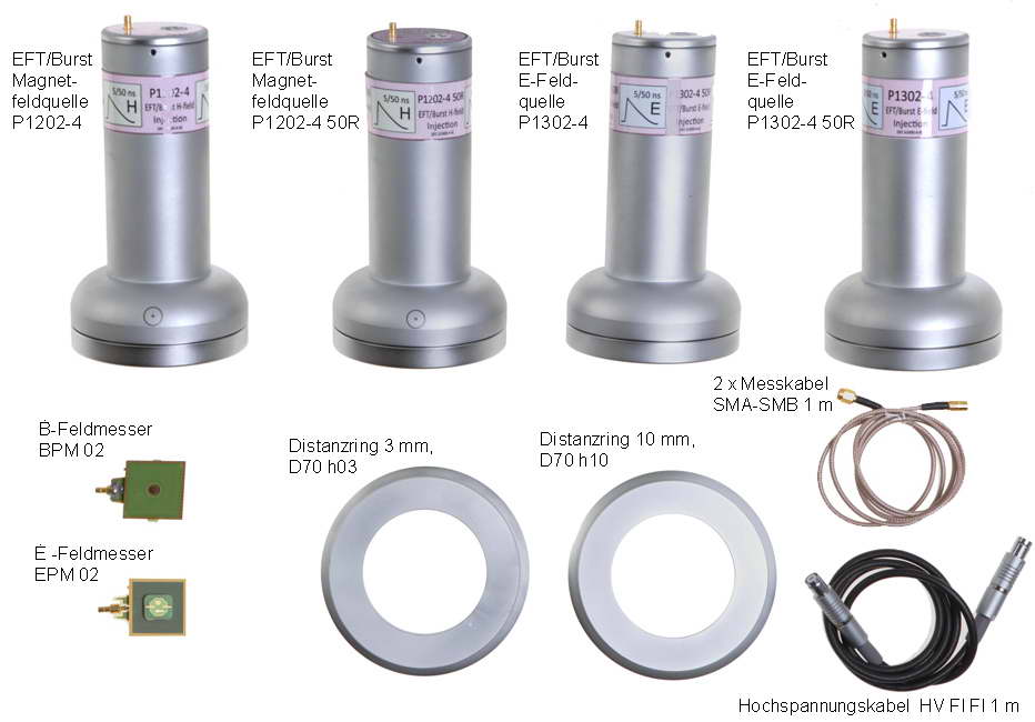 P1202-4 / P1302-4 set EFT/Burst Feldeinkopplung
Lieferumfang dargestellt ohne Systemkoffer und Benutzerhandbuch